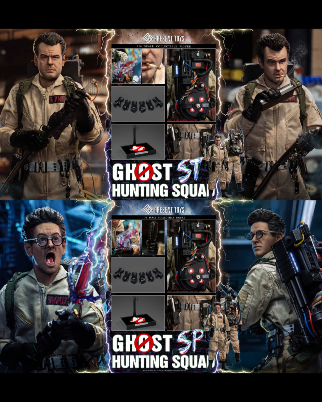 PRESENT TOYS PT-SP77 & PT-SP78 1/6 Ghost Hunting Squad Stantz & Squad Spengler (Dual Set)