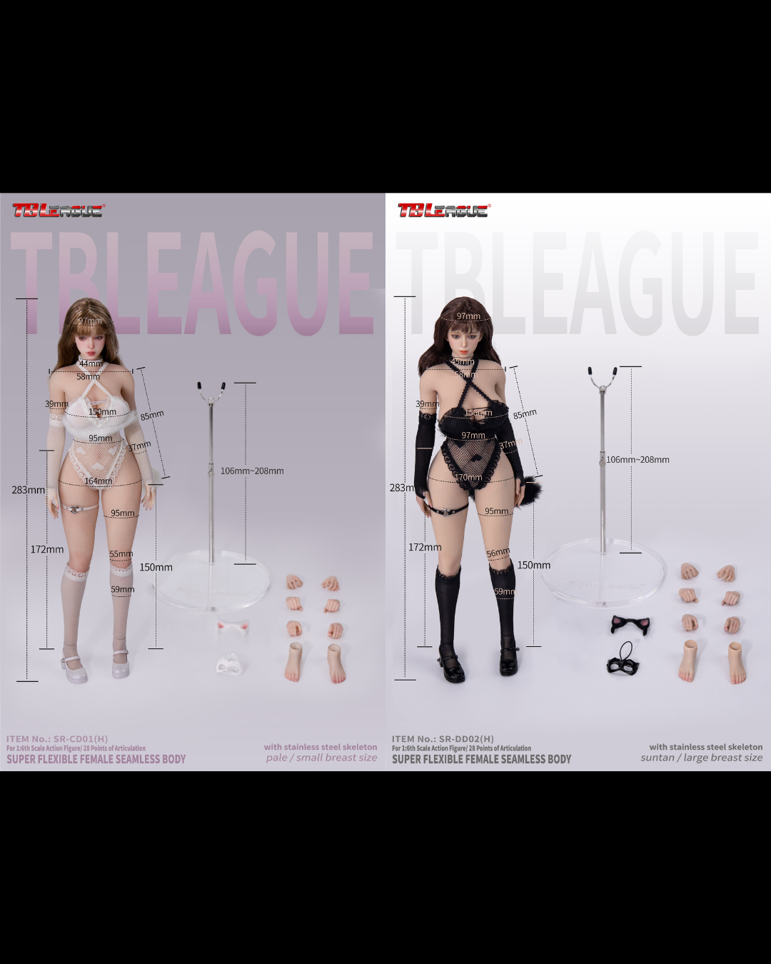 TBLeague 1/6 Platinum Silicone Female Body & Head Sculpture (Alluring Kitty Girl)