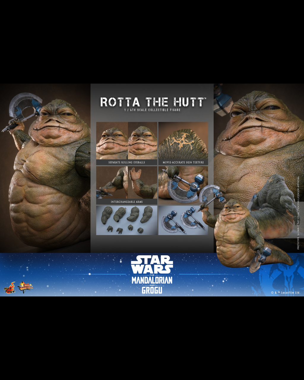 Hot Toys MMS885 1/6 Star Wars : The Mandalorian & Grogu - Rotta The Hutt