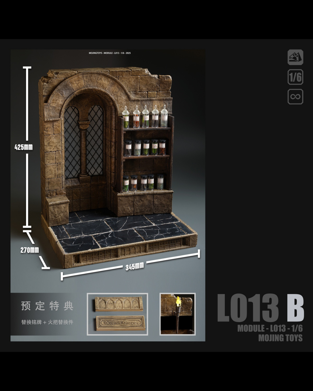 Mojing Toys L013 1/6 Module Series Medieval Potion Room Scene Diorama