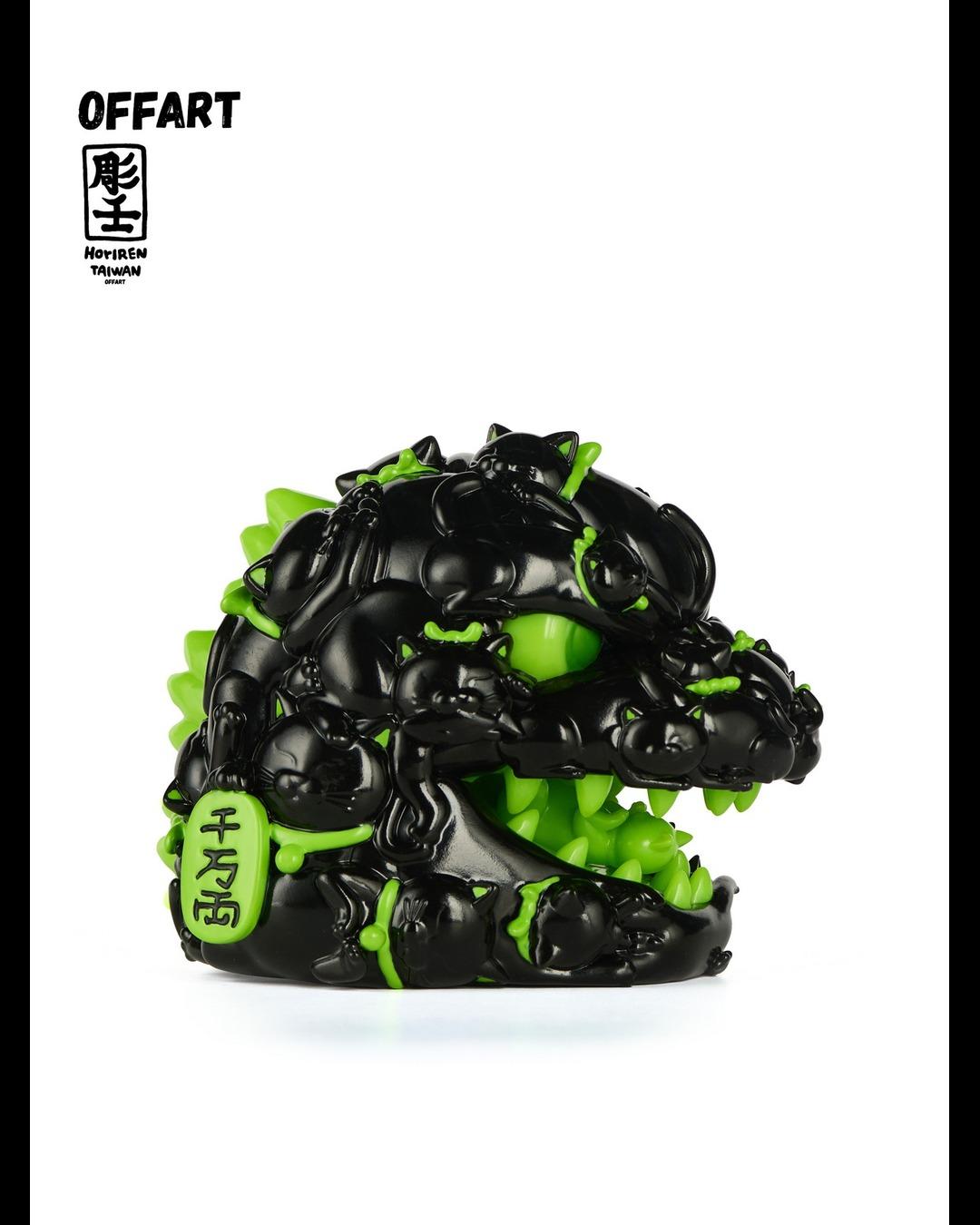OFFART x Horiren Red Flame Hundred Cats Fortune Head Statue Dark-Green Dark Series Ⅱ Limited Edition