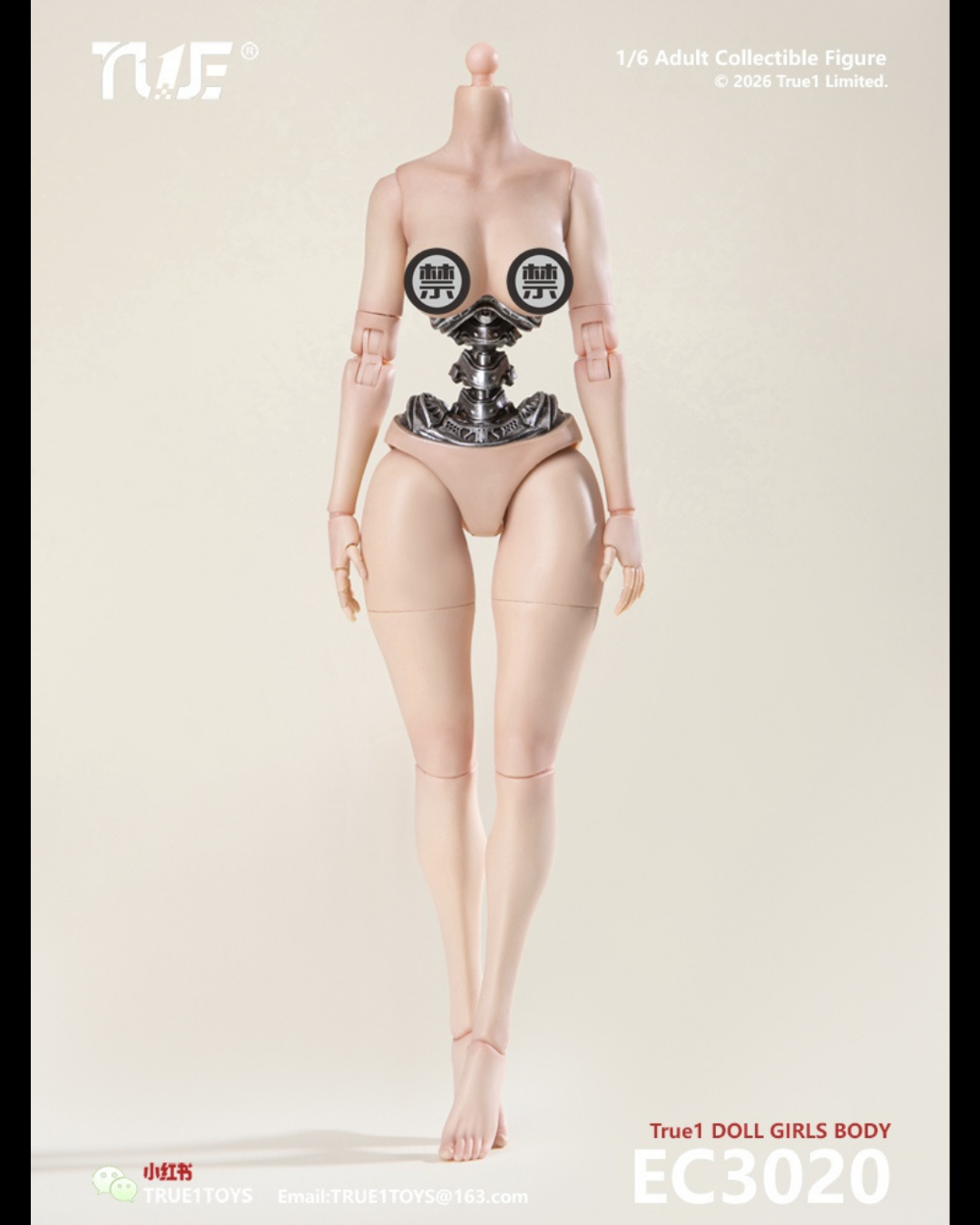 True1Toys EC3027 1/6 Semi-Mechanical Articulated Female Body (White Skin)