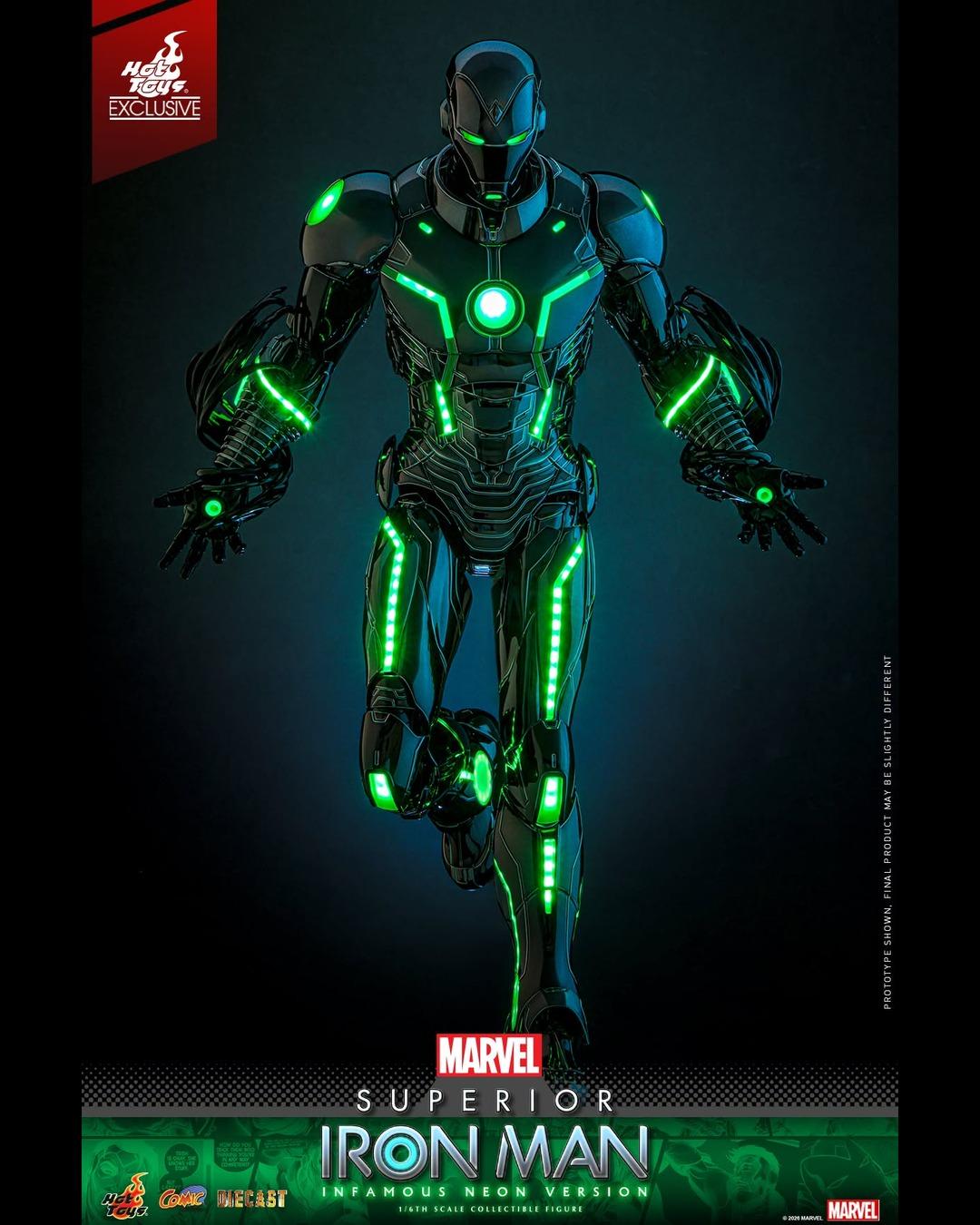 Hot Toys Exclusive CMS036D83 1/6 Marvel Comics Superior Iron Man (Infamous Neon Version)