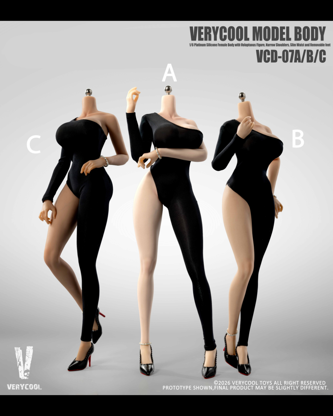VERYCOOL VCD-07 1/6 Platinum Silicone Female Body (Black Jumpsuit)