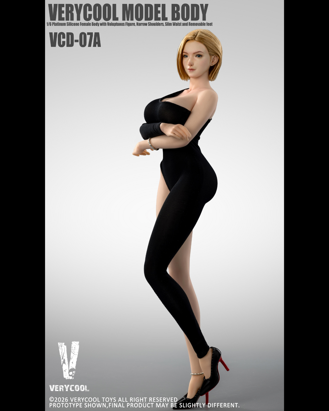 VERYCOOL VCD-07 1/6 Platinum Silicone Female Body (Black Jumpsuit)