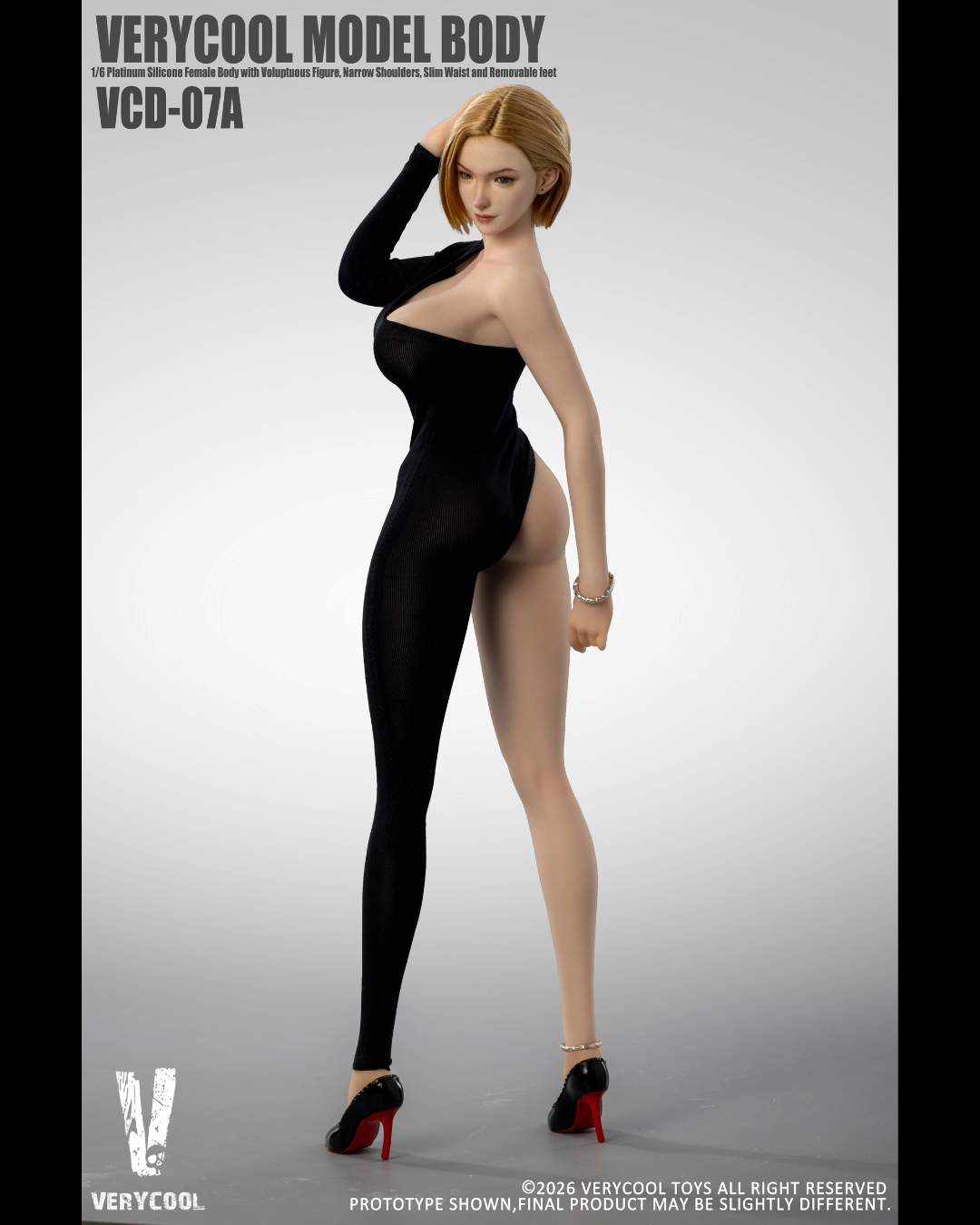 VERYCOOL VCD-07 1/6 Platinum Silicone Female Body (Black Jumpsuit)