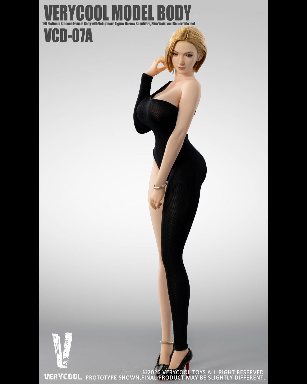 VERYCOOL VCD-07 1/6 Platinum Silicone Female Body (Black Jumpsuit)