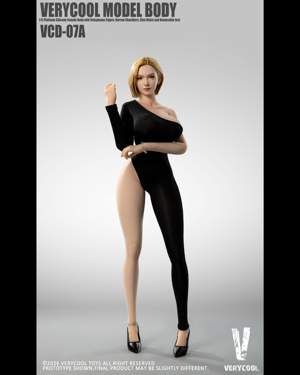VERYCOOL VCD-07 1/6 Platinum Silicone Female Body (Black Jumpsuit)