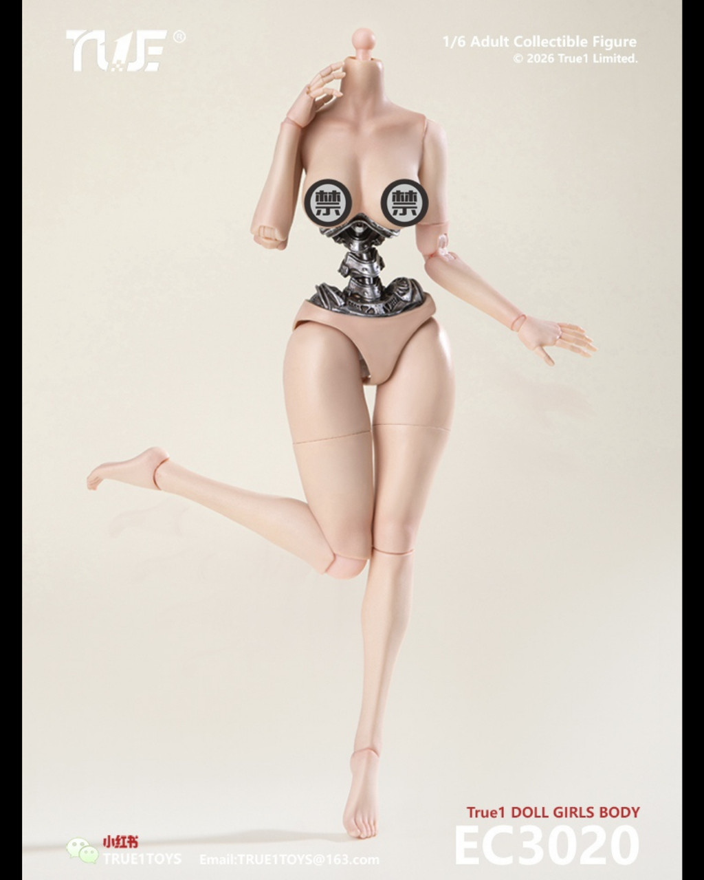 True1Toys EC3027 1/6 Semi-Mechanical Articulated Female Body (White Skin)