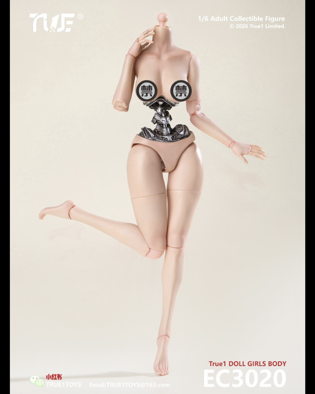 True1Toys EC3027 1/6 Semi-Mechanical Articulated Female Body (White Skin)