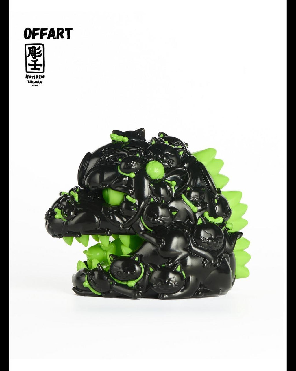 OFFART x Horiren Red Flame Hundred Cats Fortune Head Statue Dark-Green Dark Series Ⅱ Limited Edition