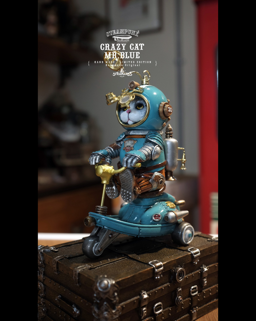 SteamArts STEAMPUNK Crazy Cat Mr. Blue's Scooter (Limited Edition)