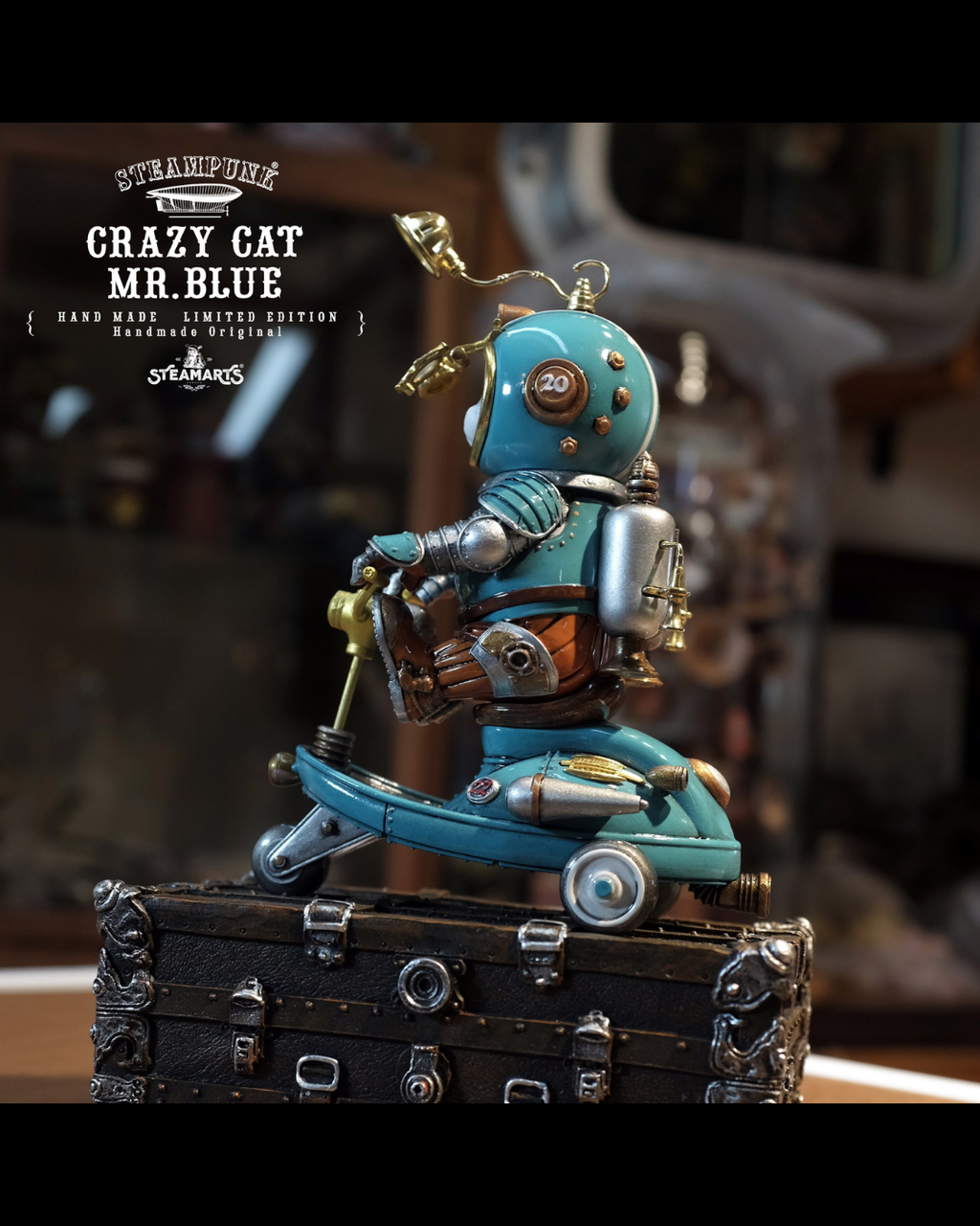SteamArts STEAMPUNK Crazy Cat Mr. Blue's Scooter (Limited Edition)