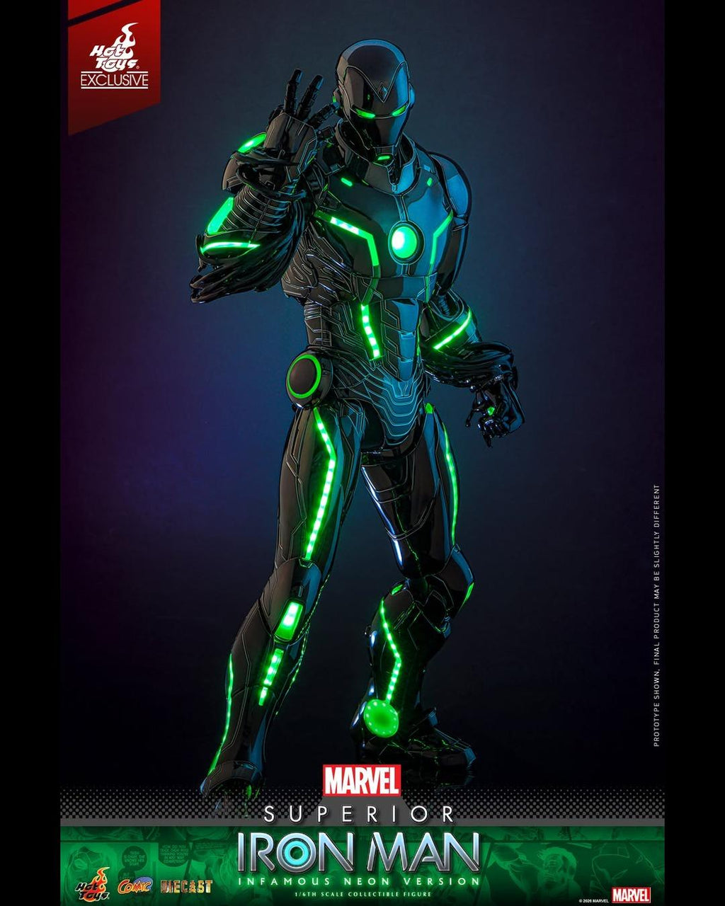 Hot Toys Exclusive CMS036D83 1/6 Marvel Comics Superior Iron Man (Infamous Neon Version)
