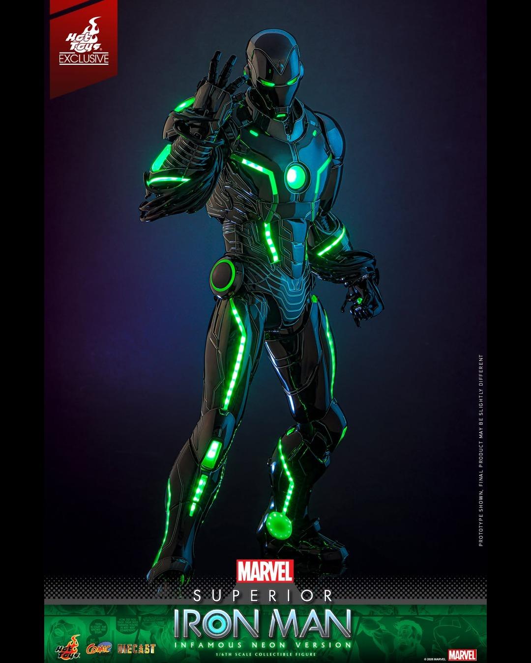 Hot Toys Exclusive CMS036D83 1/6 Marvel Comics Superior Iron Man (Infamous Neon Version)
