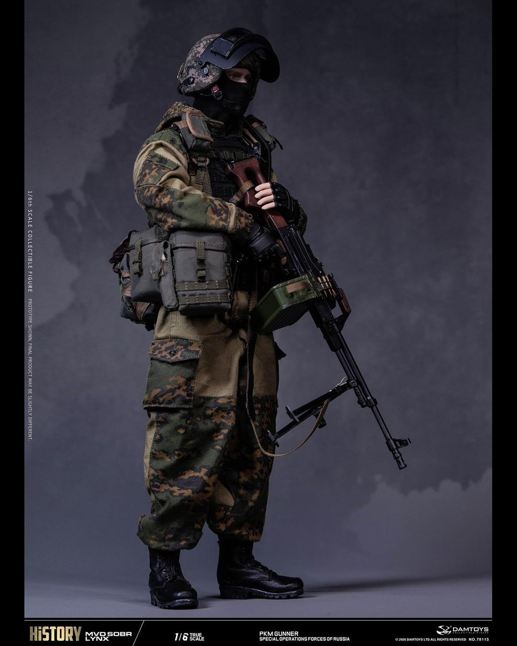 DAMTOYS 78115 1/6 Russian Spetsnaz MVD SOBR LYNX PKM Gunner