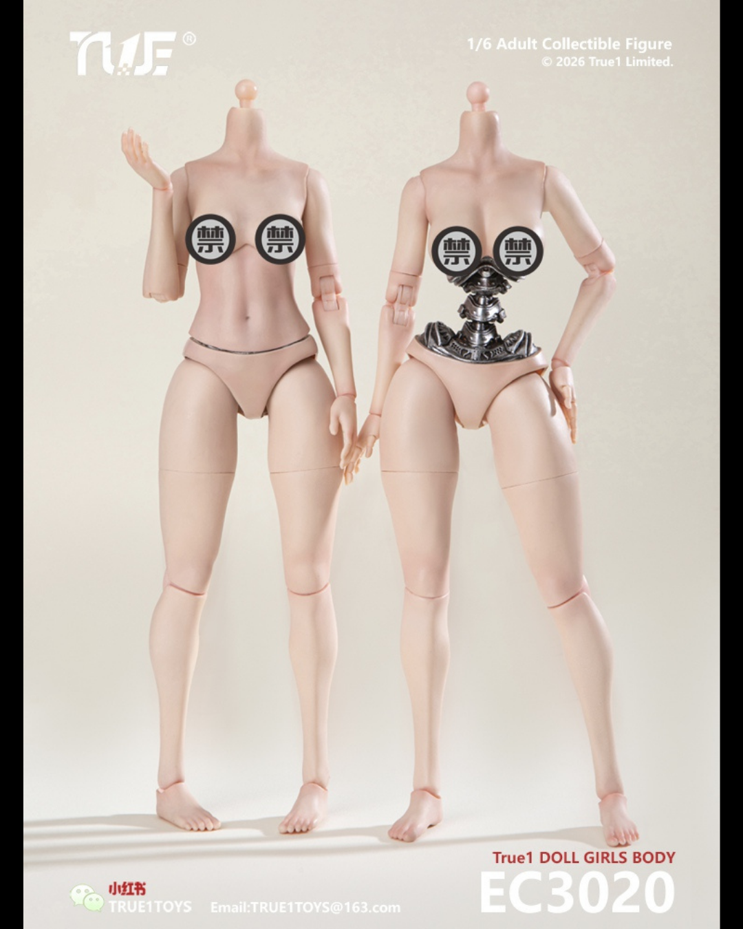 True1Toys EC3027 1/6 Semi-Mechanical Articulated Female Body (White Skin)