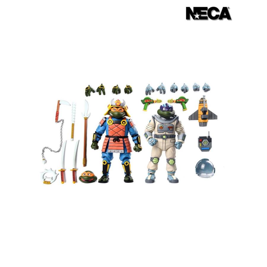 NECA 7" TMNT Cartoon Samurai Adventure Michelangelo & Space Adventure Donatello 2-Pack