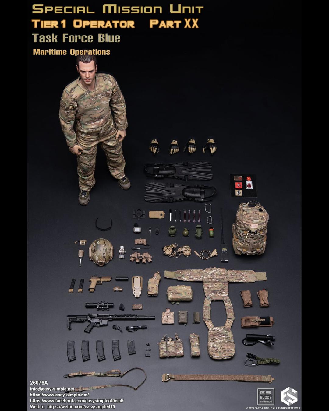 Easy&Simple 26076A 1/6 SMU Tier 1 Operator Part XX Task Force Blue (Maritime Operations)