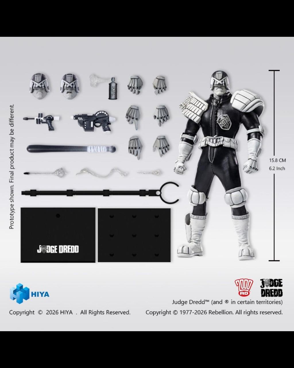 HIYA Toys ESJ0163 1/12 Judge Dredd (Black & White Ver.)