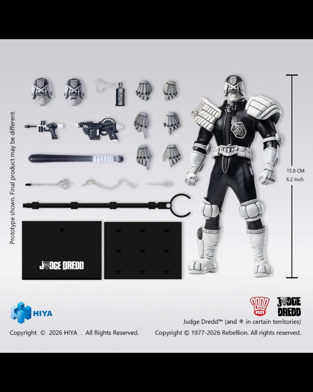 HIYA Toys ESJ0163 1/12 Judge Dredd (Black & White Ver.)