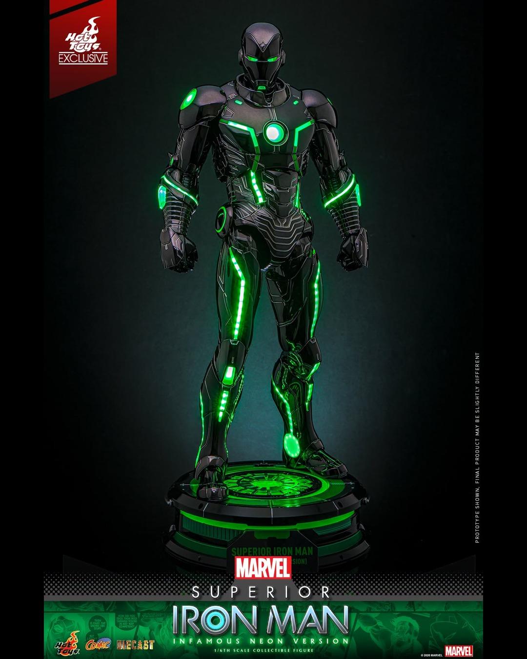Hot Toys Exclusive CMS036D83 1/6 Marvel Comics Superior Iron Man (Infamous Neon Version)