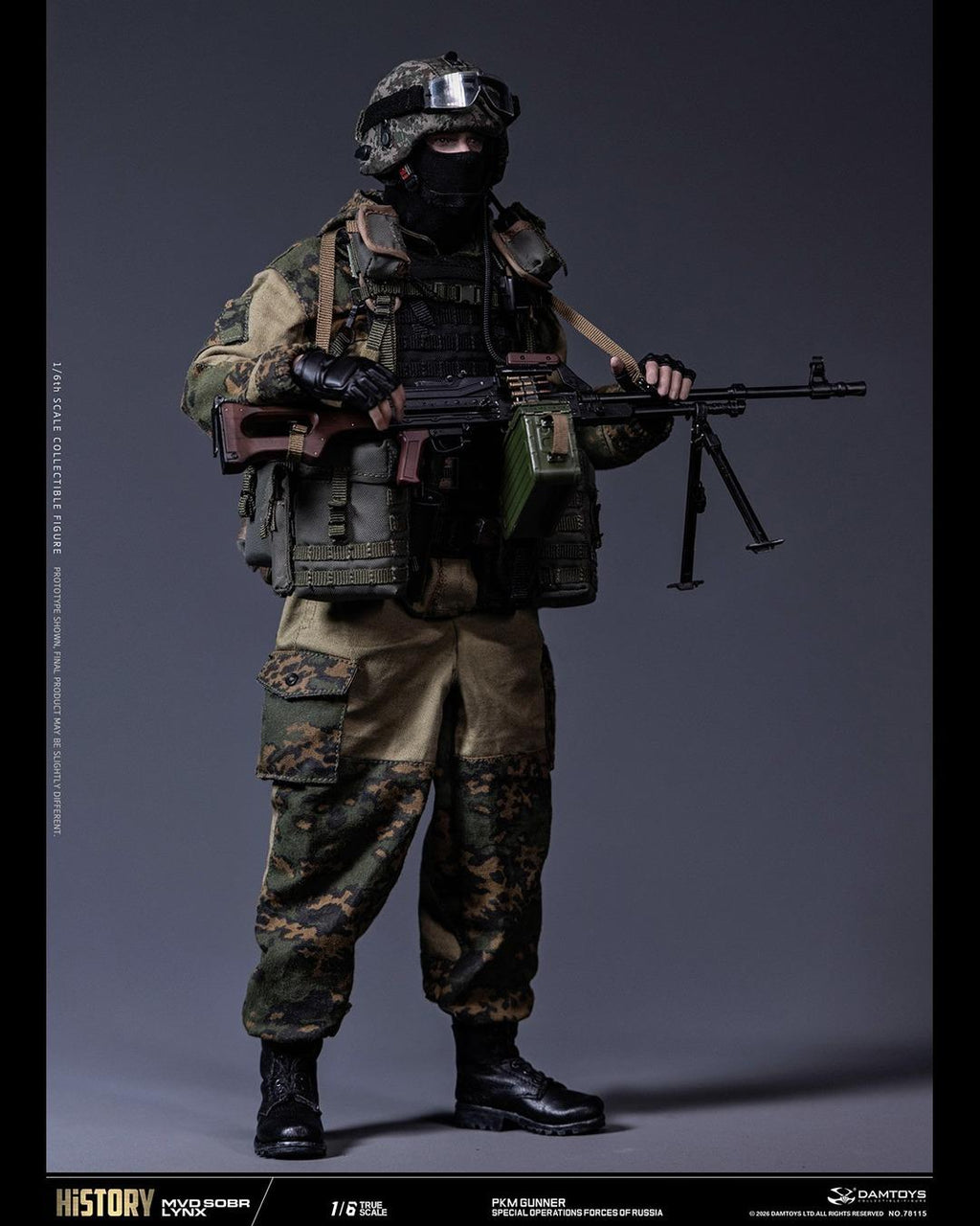 DAMTOYS 78115 1/6 Russian Spetsnaz MVD SOBR LYNX PKM Gunner