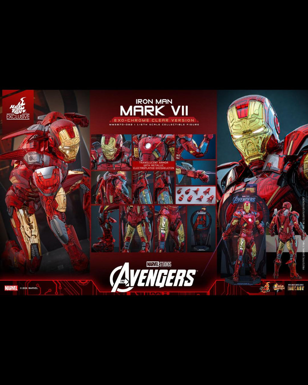 Hot Toys Exclusive MMS870D82 1/6 The Avengers - Iron Man Mark VII (Exo-Chrome Clear Ver.)