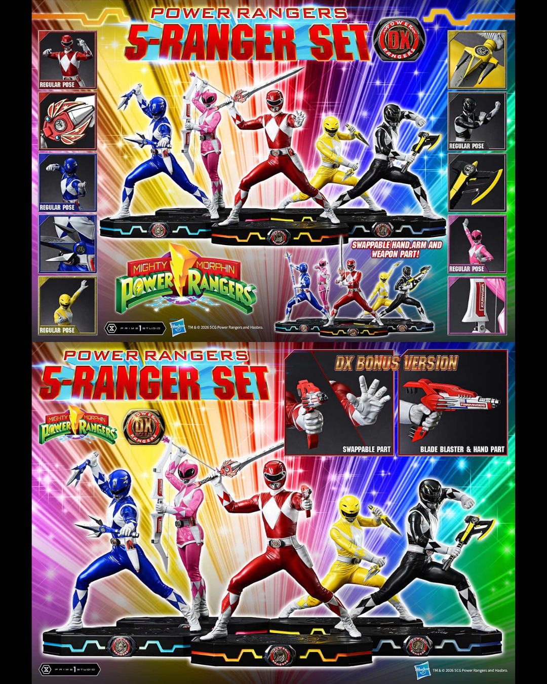 Prime 1 Studio PMPWR-01 1/4 Mighty Morphin Power Rangers (5-Ranger Set) - DX Bonus Ver.