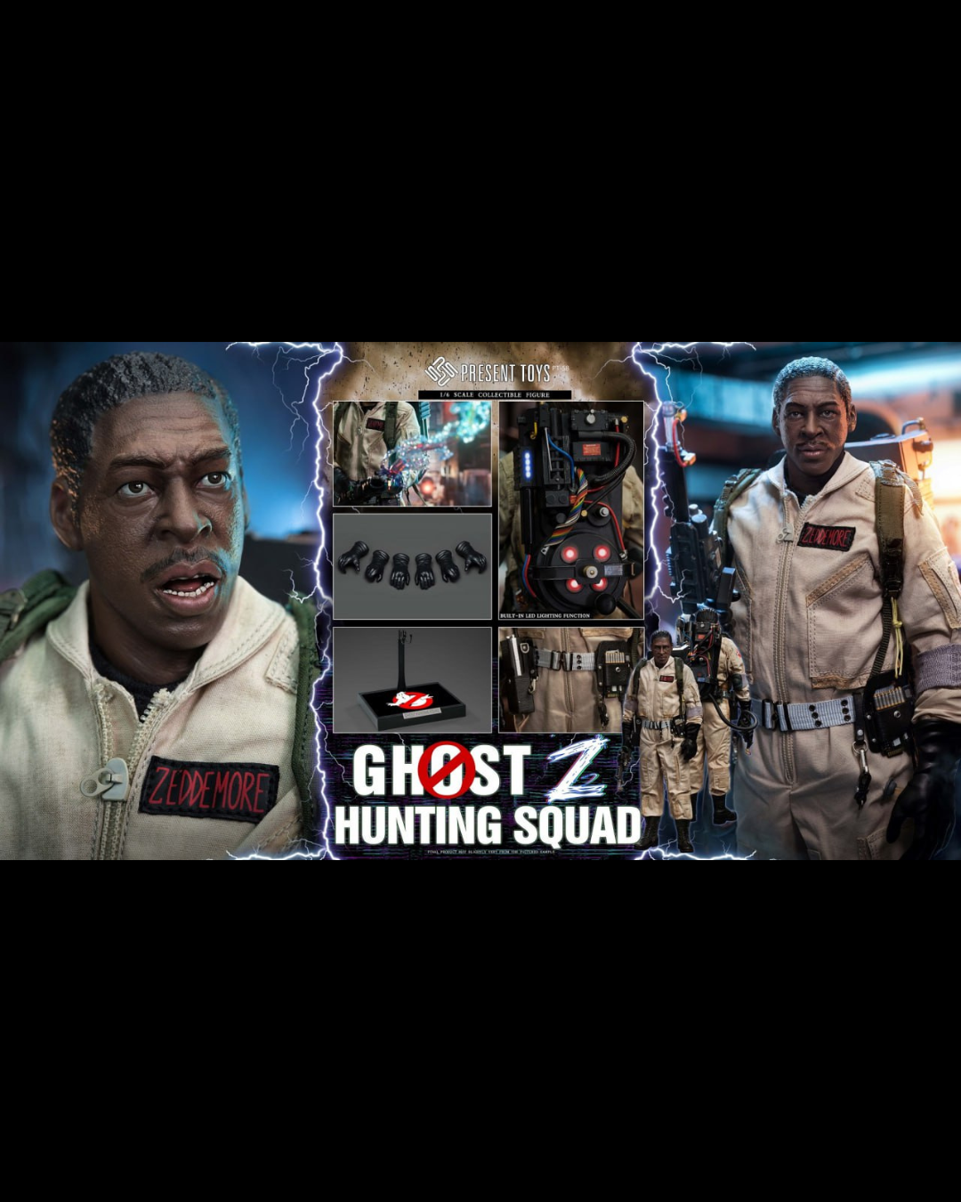 PRESENT TOYS PT-SP58 1/6 Ghost Hunting Squad Zeddemore [Set Only]