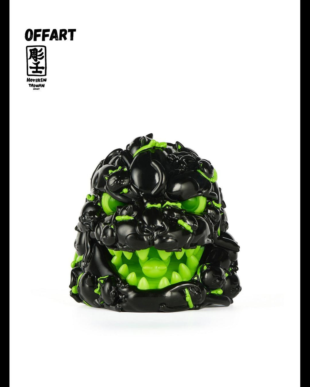 OFFART x Horiren Red Flame Hundred Cats Fortune Head Statue Dark-Green Dark Series Ⅱ Limited Edition