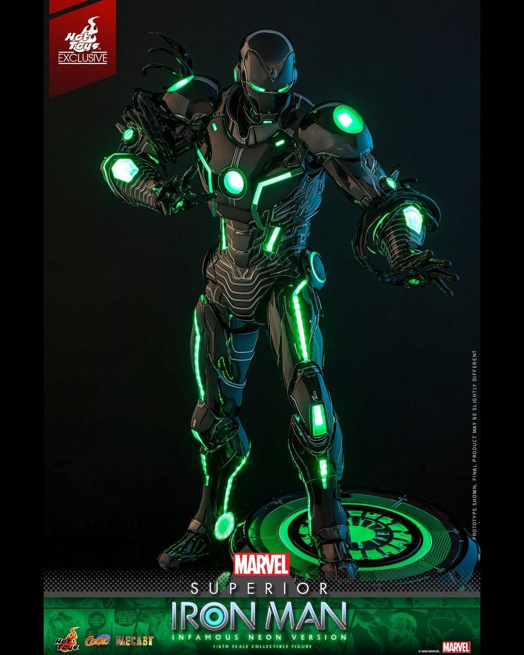 Hot Toys Exclusive CMS036D83 1/6 Marvel Comics Superior Iron Man (Infamous Neon Version)
