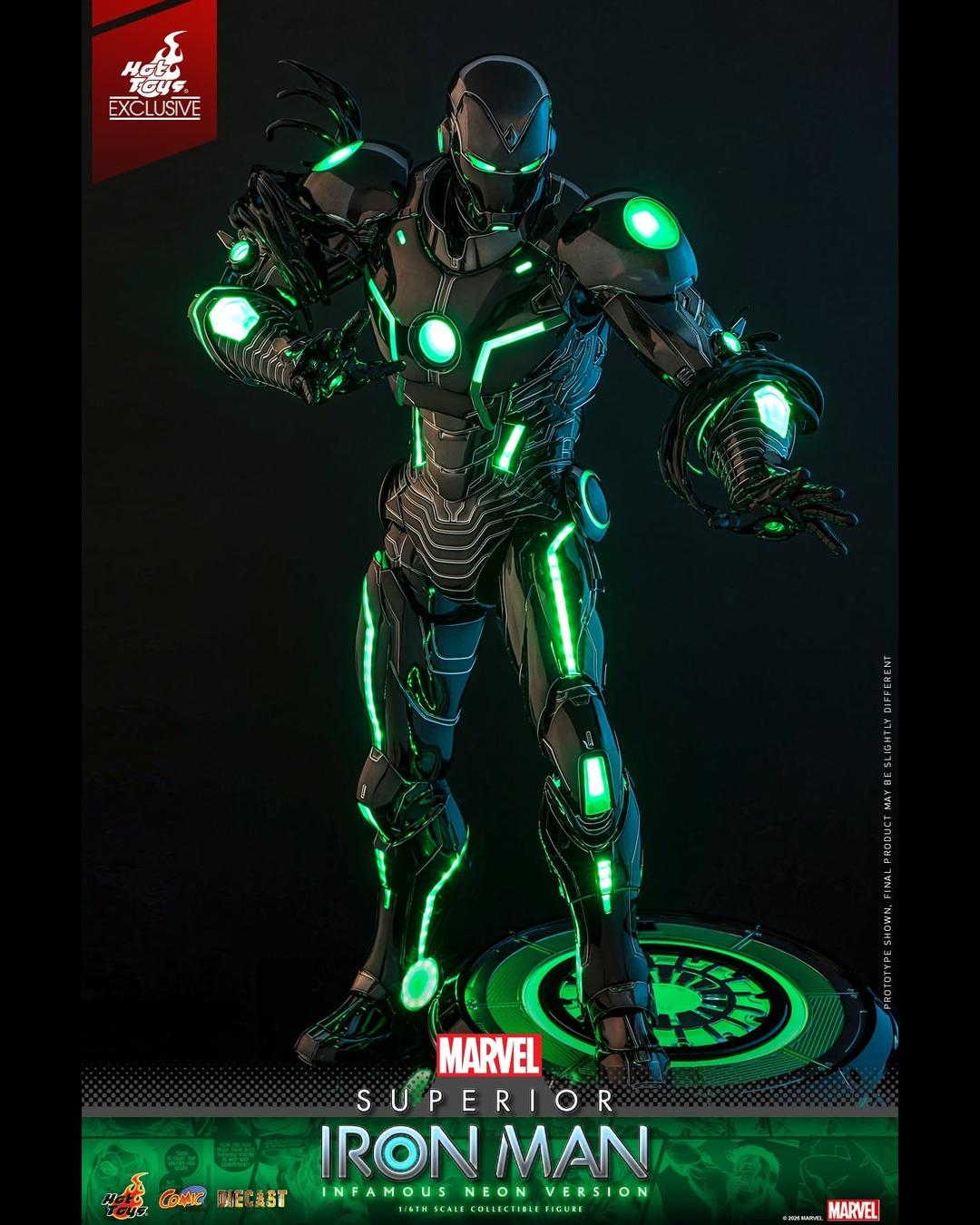 Hot Toys Exclusive CMS036D83 1/6 Marvel Comics Superior Iron Man (Infamous Neon Version)