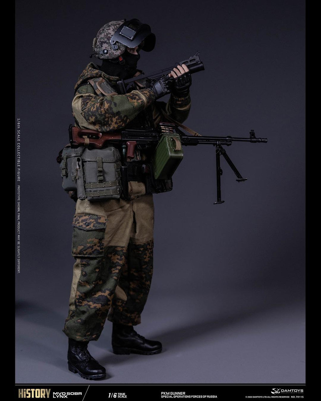 DAMTOYS 78115 1/6 Russian Spetsnaz MVD SOBR LYNX PKM Gunner