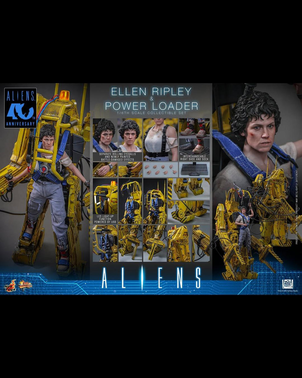 Hot Toys MMS923 1/6 Aliens (1986) Ellen Ripley & Power Loader Collectible Set