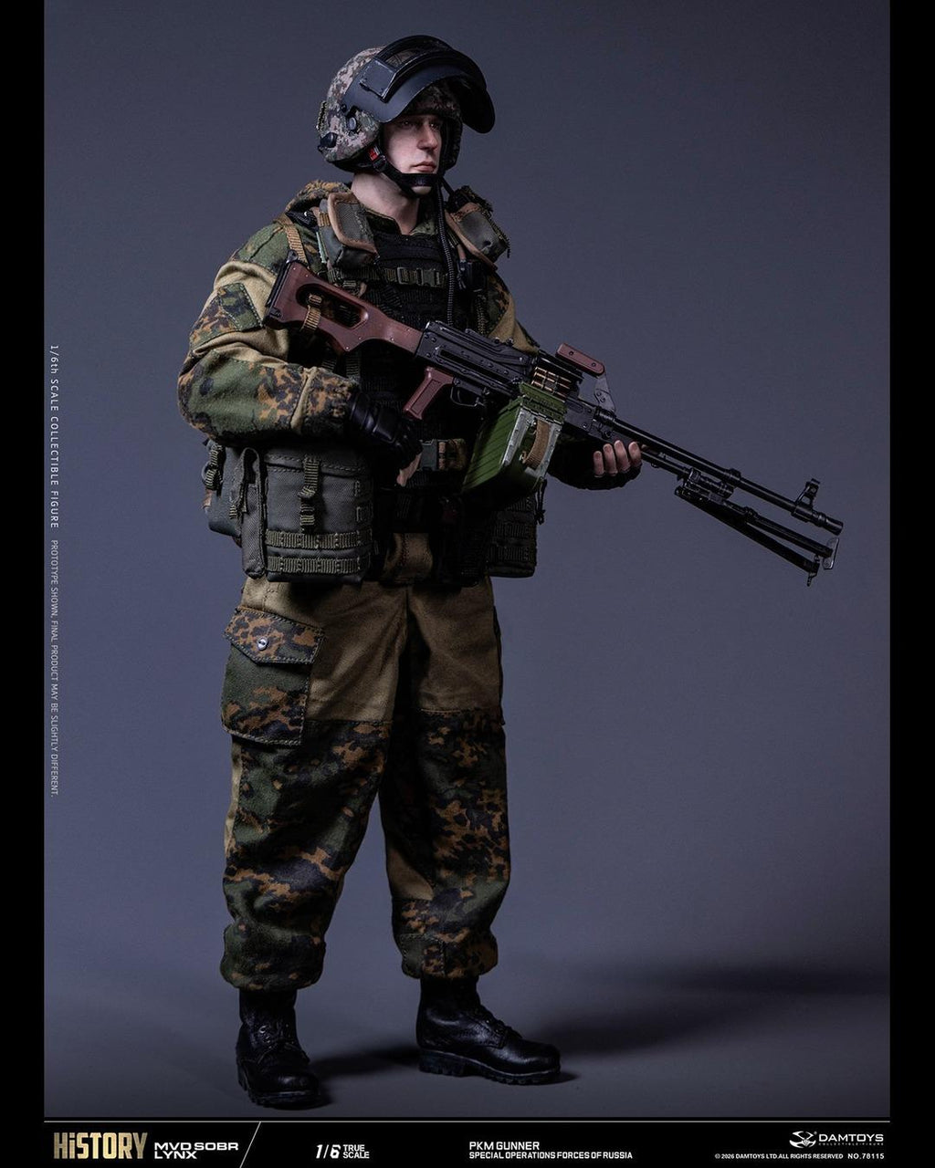 DAMTOYS 78115 1/6 Russian Spetsnaz MVD SOBR LYNX PKM Gunner