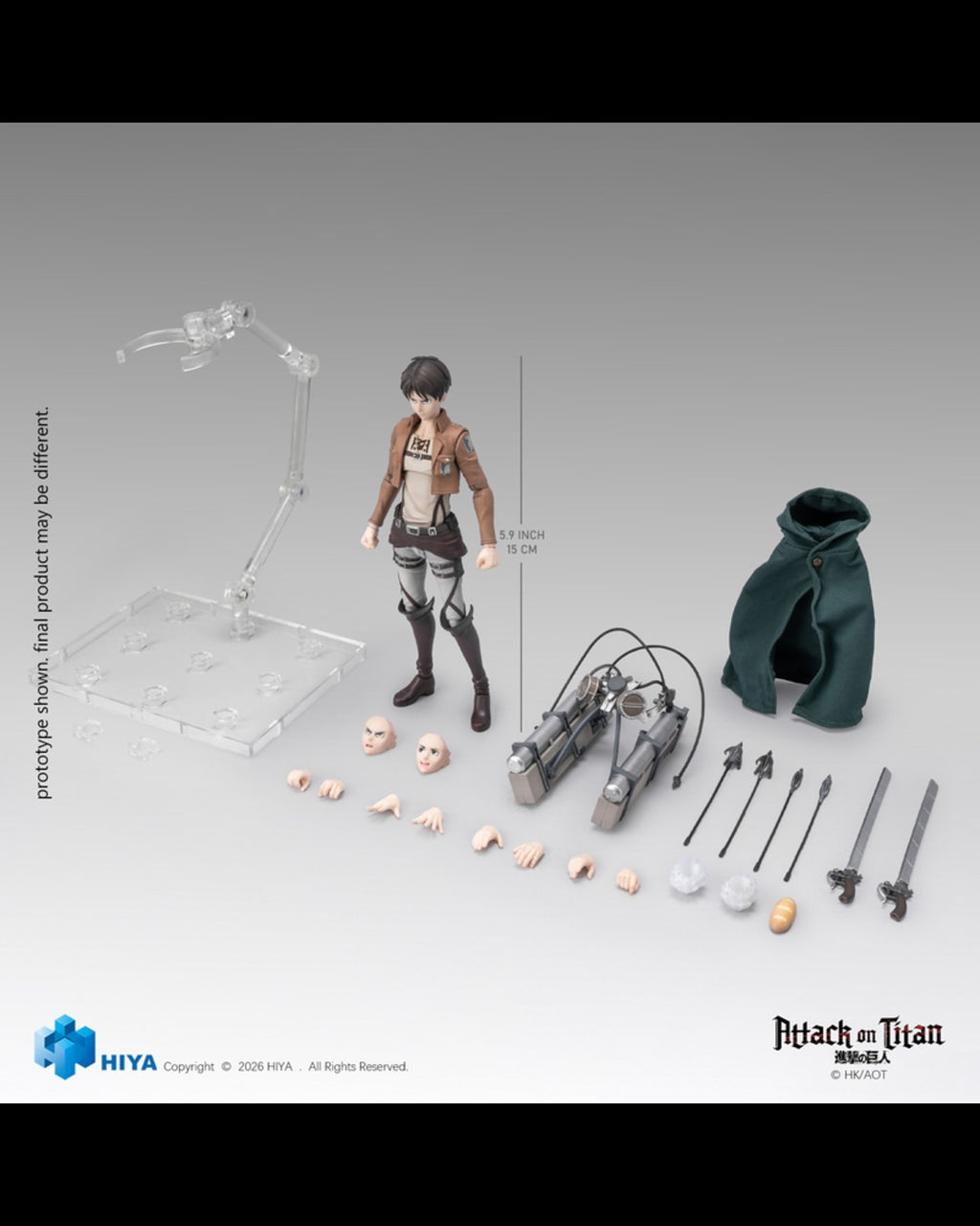 HIYA Toys EBA0448 1/12 Attack on Titan Seasons 1-3 : Eren Yeager