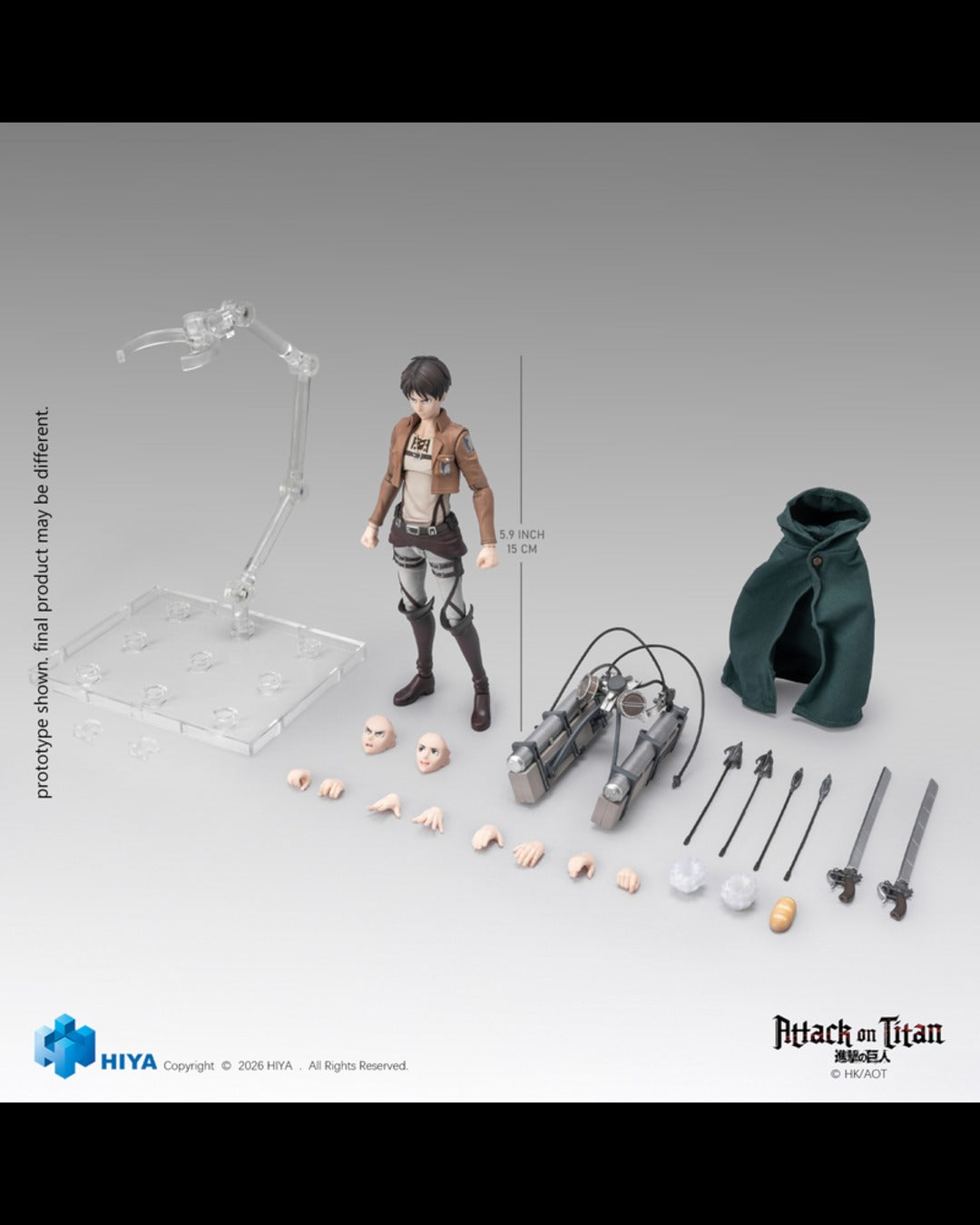 HIYA Toys EBA0448 1/12 Attack on Titan Seasons 1-3 : Eren Yeager